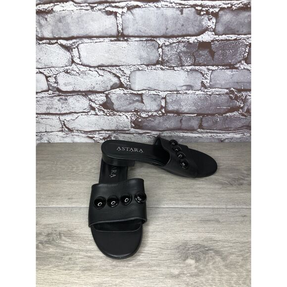 ASTARA Sahara Black Onyx Leather Handmade Slides Heel Sandals Women’s 8M US/39EU - Picture 16 of 16